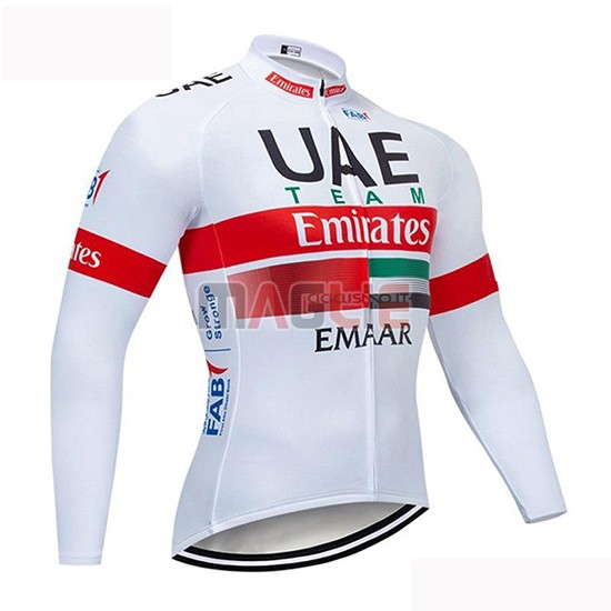 Maglia UCI Mondo Campione UAE Manica Lunga 2019 Bianco Rosso